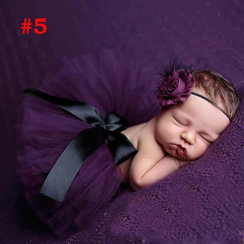 Luxury Modern Elegant Baby Girl Tulle Tutu Skirt and Flower Headband Set Newborn Dress With Big Bow And With Headband