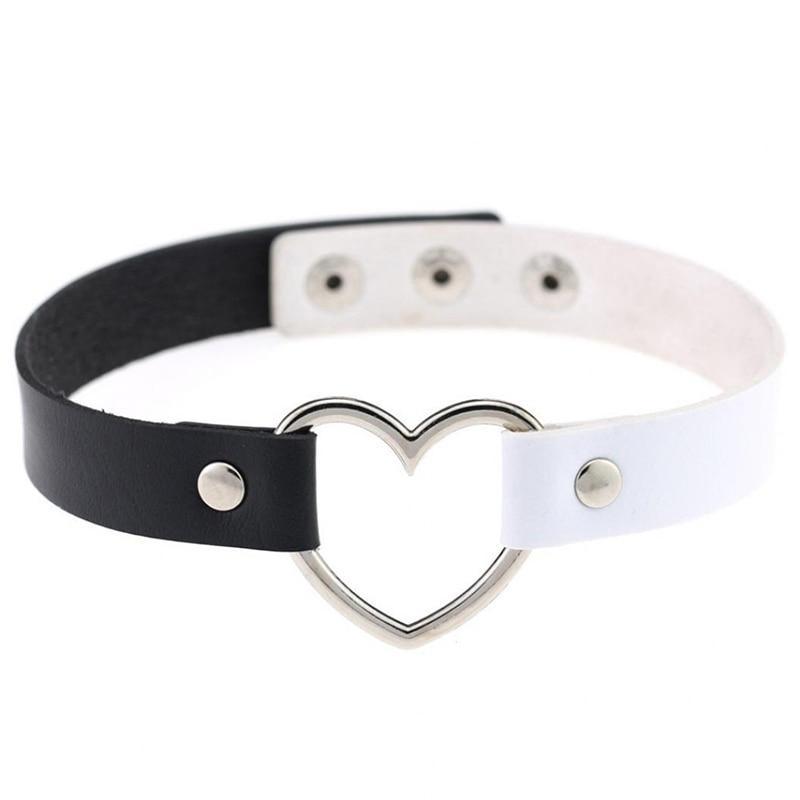 New Fashion Women Men Cool Punk Goth  Heart-Shape Leather Collar Choker Necklace Jewelry Accessories