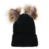 Fashion Parent-child Caps Cute Infant Baby Pom Pom Cap Winter Double Fur Ball Hat Baby Mom Warm Knitted Hat