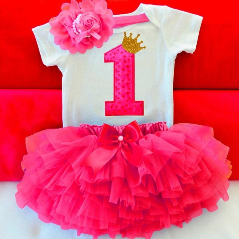 Baby First Birthday Outfits Tutu Tulle for 1 Year Party Fluffy Pink Communion Toddler Christening Gown Dresses For Girls