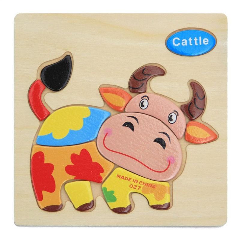 Wooden 3D Stevvex Modern Interesting Baby Learning Puzzles for Children Cartoon Animal Fruit Puzzles Intelligence Kids Children Educational Toy