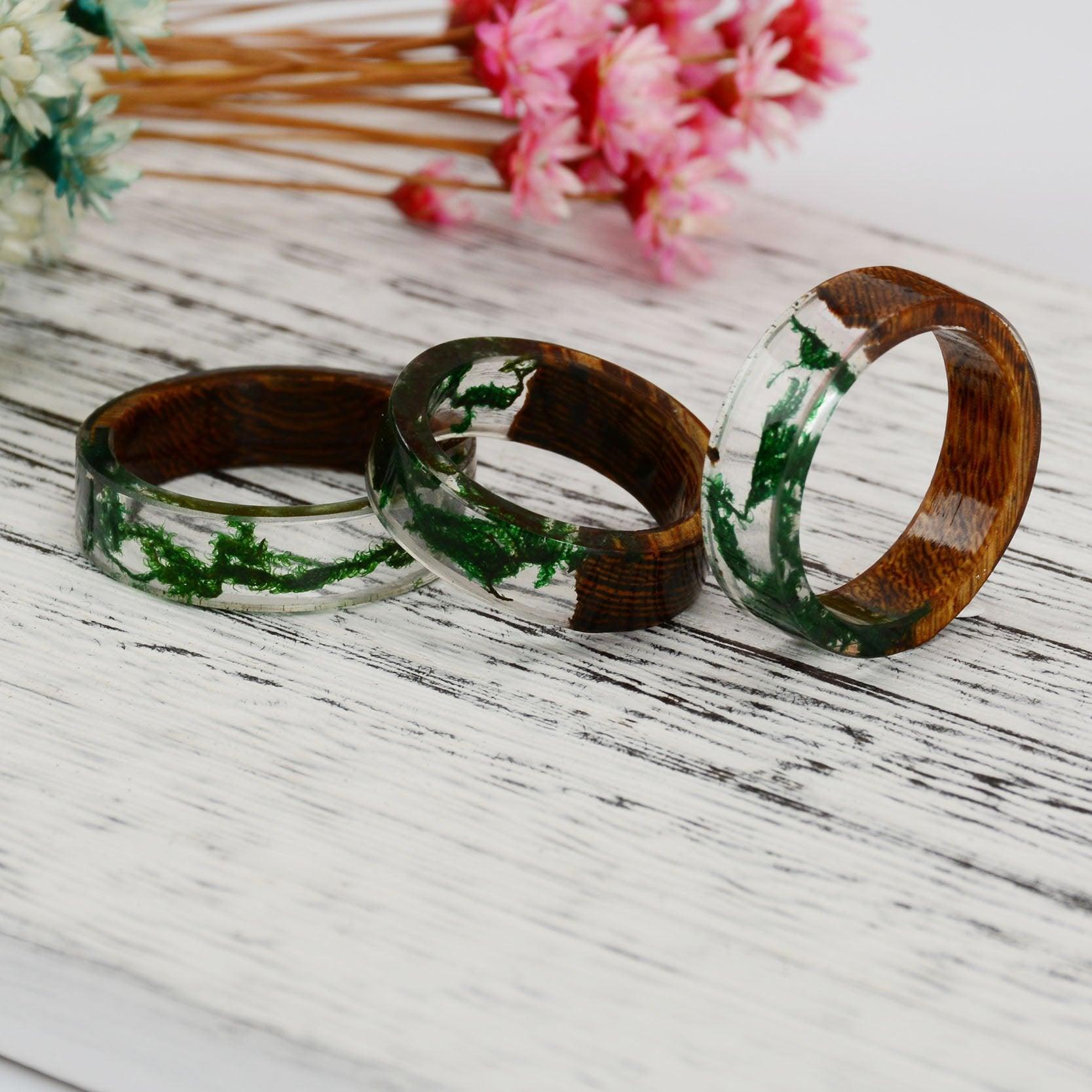 Elegan Luxury Forest Epic Fashion Rings for Women Wood Resin New Stylish Landscape Ring Transparent