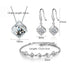 New Style Stamp Silver Color Jewelry Luxury Sets Zircon Elegant Square Cube Necklace Earrings Bracelet For Women