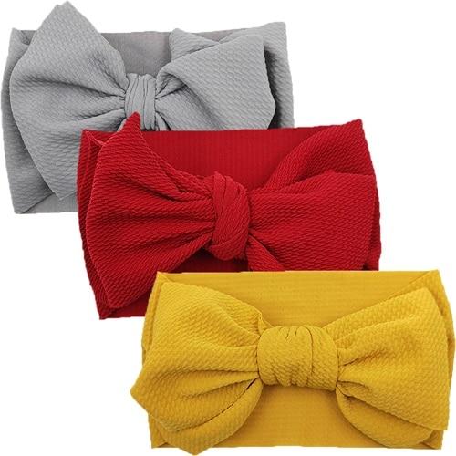 Modern Luxury Elegant Baby Girls Headband Turban Photography Props Baby Hair Accessories Bow 3 Pcs Set For Girls Baby