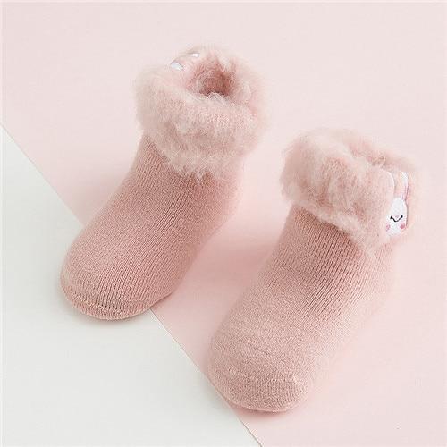 Winter Luxury Cozy Baby 3D Cartoon Embroidery Warm Thick Newborn Socks For Baby Girls and Boys In Elegant Comfortable Fashion Design