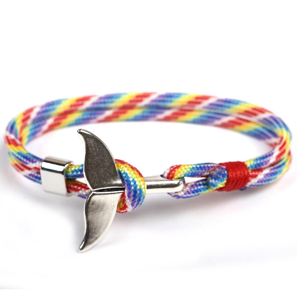 Trendy Anchor Bracelet Whale Tail Shape Men Survival Rope Bracelet Men Male Women Jewelry Simple Hook Bracelts