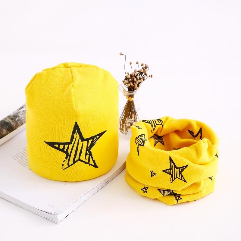 Star Print Cotton Hat And Scarf  Baby Beanie Kids Caps Children's Accessories In Modern New Design For Boys and Girls