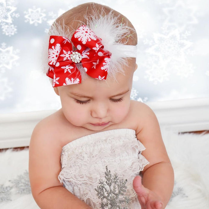 Christmas Baby Girl Headband Hair Accessories Cloth Tie Newborn Headwear Ribbon Bow For Girls