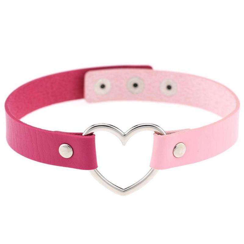 New Fashion Women Men Cool Punk Goth  Heart-Shape Leather Collar Choker Necklace Jewelry Accessories