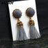 Bohemian Tassel Crystal Long Drop Earrings for Women Red Cotton Silk Fabric Fringe Earrings Fashion Woman Jewelry