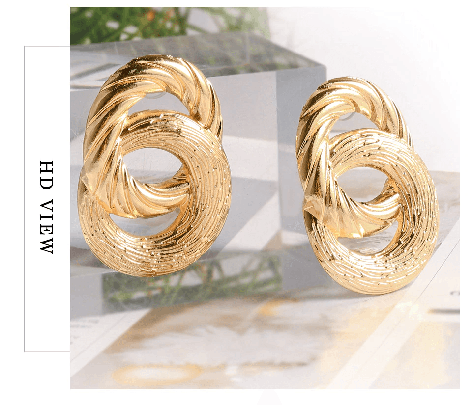 Vintage Fashion Gold Big Pendant Earrings for Women Geometry Crossed Metal Loops Drop Earrings Women Jewelry