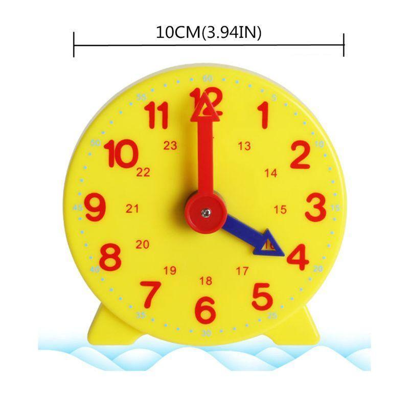 Montessori Student Learning Clock Time Teacher Gear Clock 4 Inch 12/24 Hour Plastic Mini Geared Clock, Learning Clock Classroom Kit, Clock for Kids Learning to Tell Time, Yellow Practice Clock for Kids, Teaching Clock, School Supplies