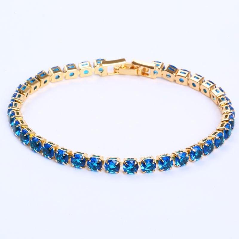 Luxury 4mm Diamond Shiny Elegant Cubic Zirconia Tennis Bracelets Iced Out Chain Crystal Wedding Bracelet For Women and Men In Modern Gold Silver and Colorful Design