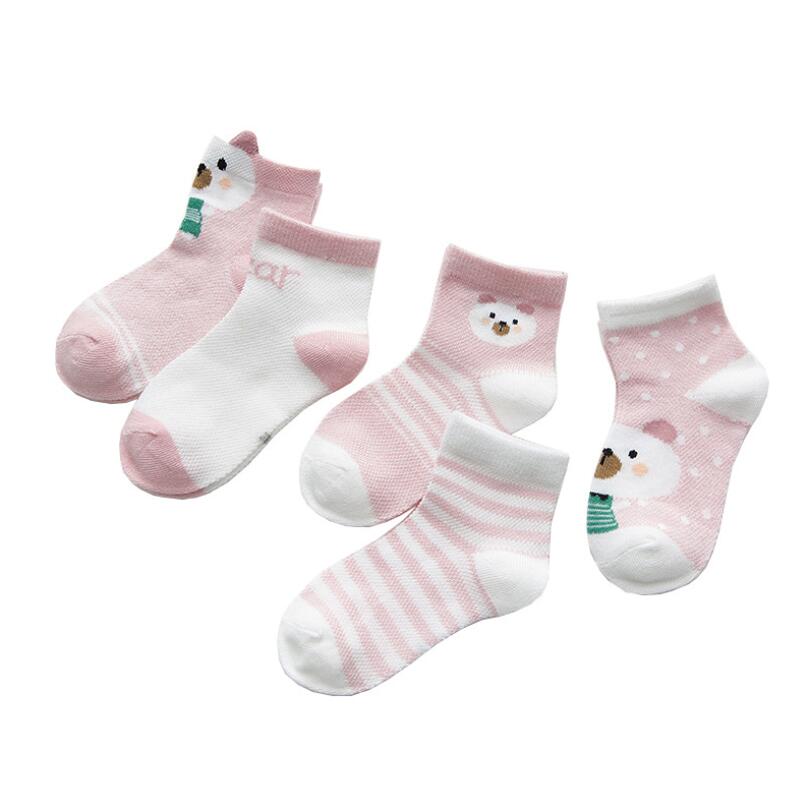 5 Pairs Cute Summer Breathable Mesh Cotton Infant Baby Socks For Newborn Boys And Girls