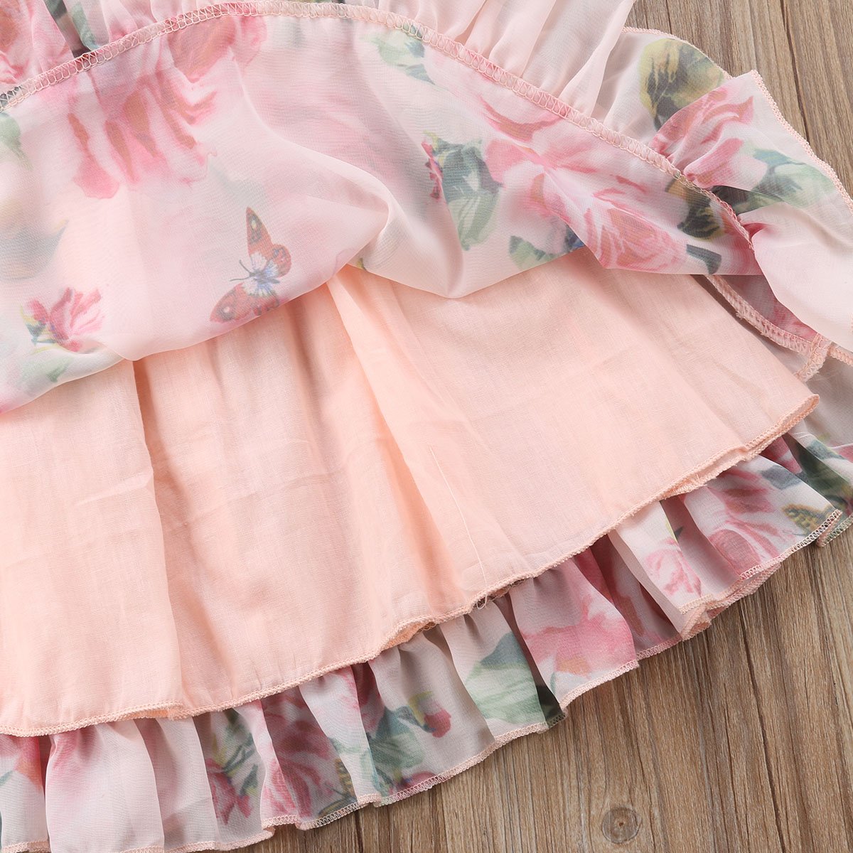 Cute Baby Girls Dress with  Flower Puff Sleeves A -line Dress For Baby Girls for Holiday Party