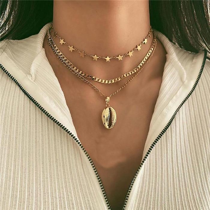 Luxury Modern Moon and Star Arabic Crystal Choker Multilayer Chain Necklaces For Women Luxury Jewelry Vintage Cool Style For Ladies