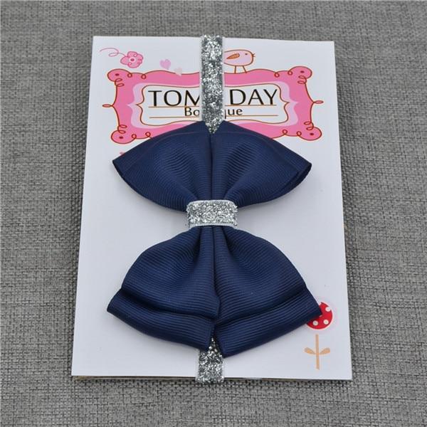 Luxury New Baby Hair Bow Flower Headband Silver Ribbon Hair Band Handmade Hair Accessories Bow for Children