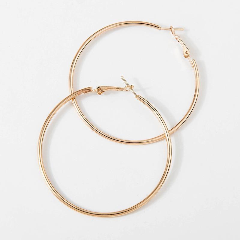 Big Circle Gold and Silver Luxury Woman 40mm 60mm 70mm 80mm Exaggerate Big Smooth Circle Hoop Earrings In Elegant Style