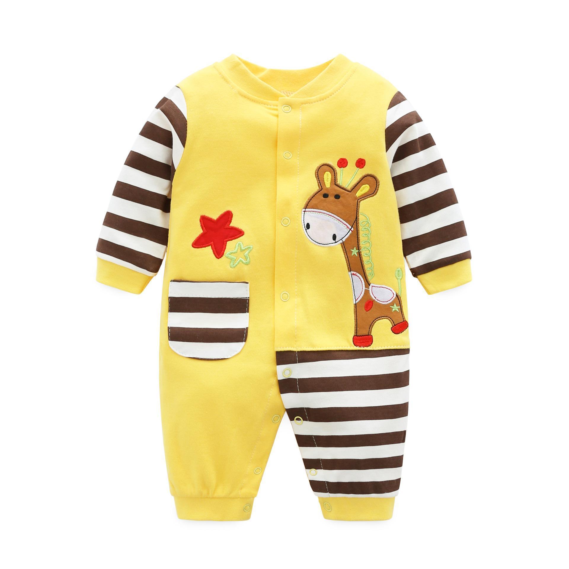 Modern Printed Jumpsuits Gentleman Autumn Long Sleeves Rompers Cotton Baby Clothes for Boys and Girls Outfits Style