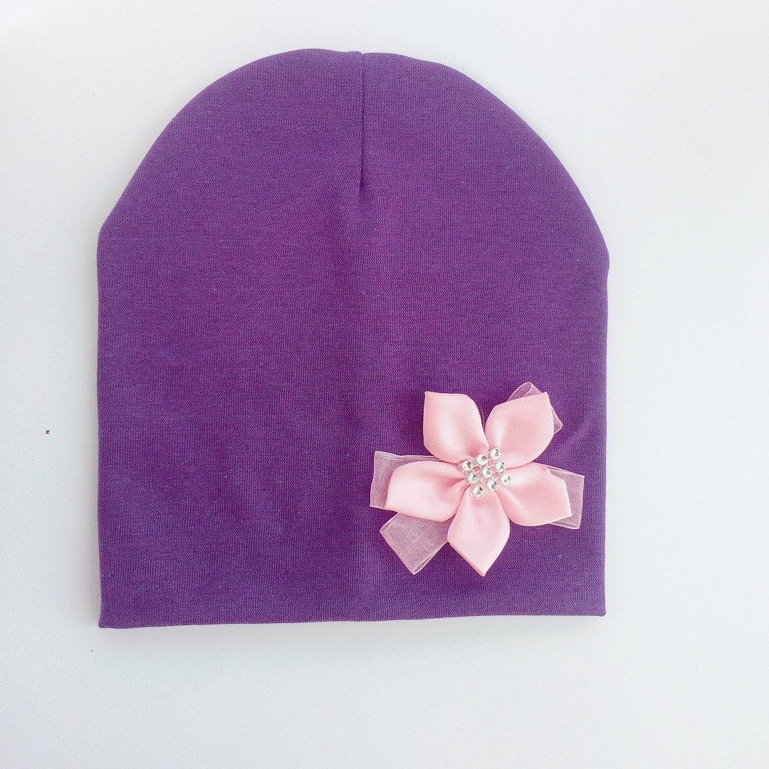 Modern Elegant Baby Girl Hat Cap With Bow and Dots Cotton Flower Beanie for Girls Butterfly Knot