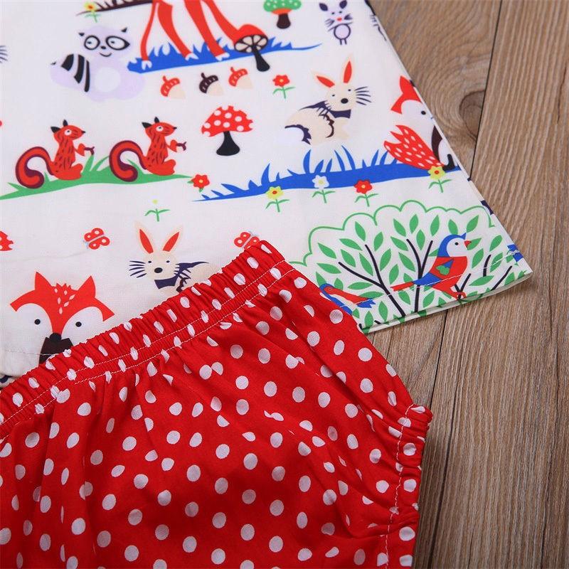 Summer Baby Girl Clothes Toddler Floral Headband Cartoon Dress Dot Shorts Outfits Clothes set 0-24M For Baby Girls  With Bow