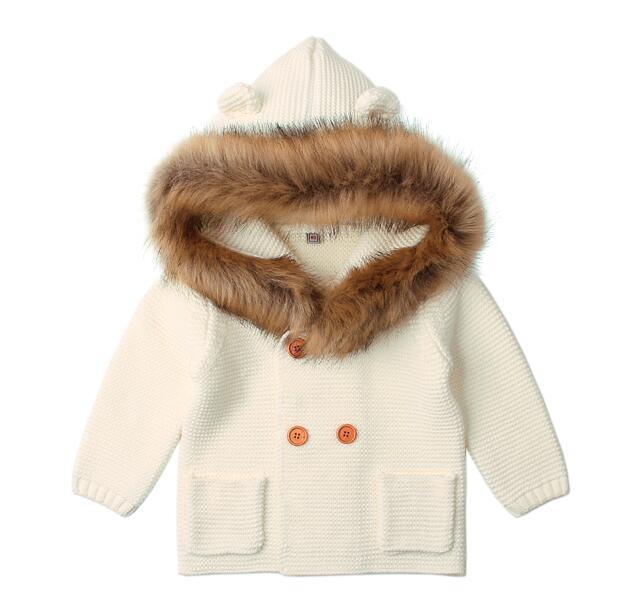 Winter Fashionable Sweaters For Baby Cardigans Autumn Hooded Newborn Knitted Jackets Cartoon Bear Children Long Sleeve Clothing