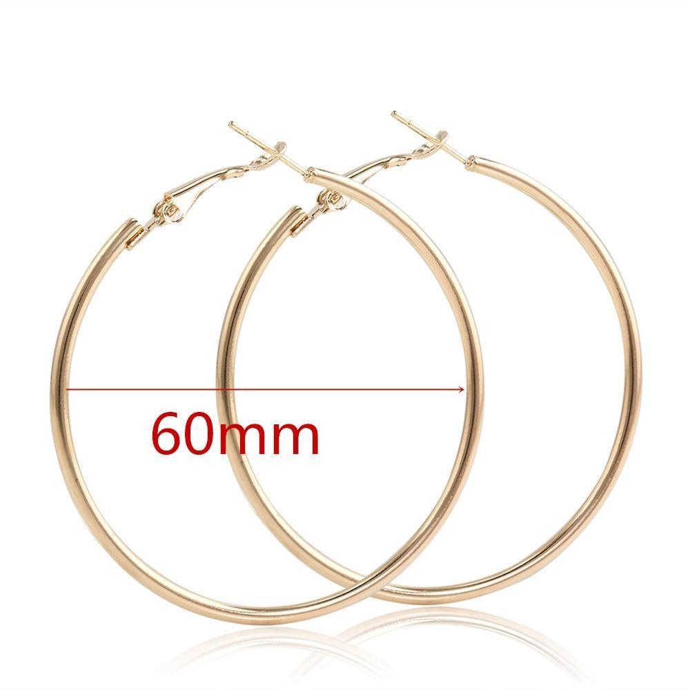 Big Circle Gold and Silver Luxury Woman 40mm 60mm 70mm 80mm Exaggerate Big Smooth Circle Hoop Earrings In Elegant Style