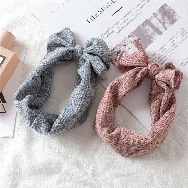 Cute Baby Girl Headbands Knitted Newborn Baby Bows Haiband Turban Head Warm head band