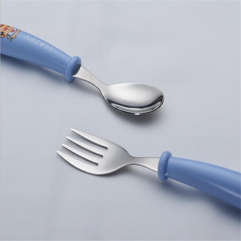 Baby Gadgets Tableware Set Children Utensil Stainless Steel Toddler Dinnerware Cutlery Cartoon Infant Food Feeding Spoon and Fork