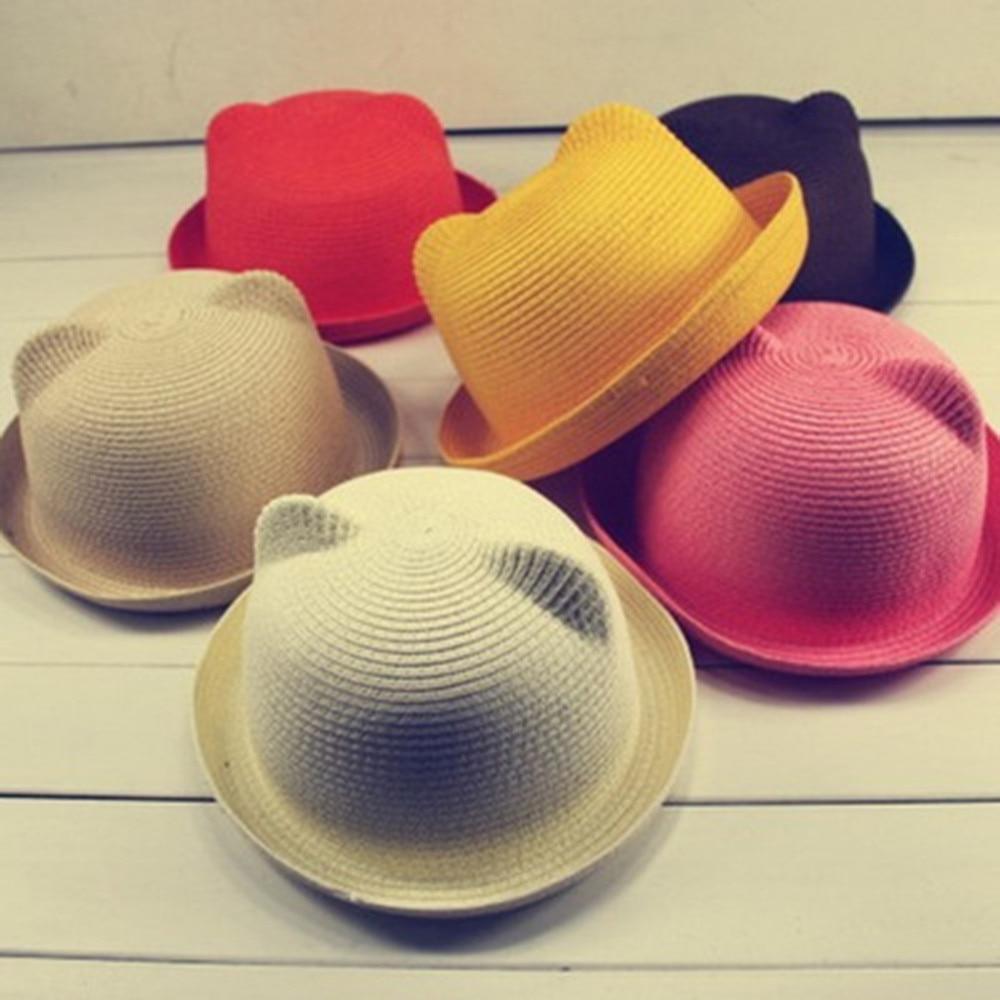 Elegant Summer Baby Hat Cap Children Breathable Straw Hat Kids For Boys and Girls Hats With cat ears