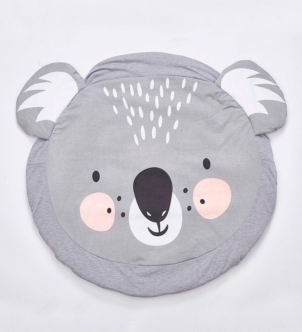 Play Mat Cartoon Animal Baby Mats Newborn Infant Crawling Cotton Round Floor Carpet Rugs Mat for Kids Room Nursery Decor