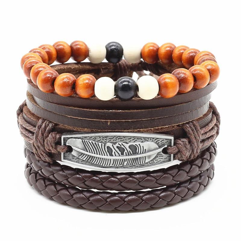 Handmade Modern Fashion New Luxury Wood Bead Charm Amazing Premium Leather Elegant Bracelet For Women