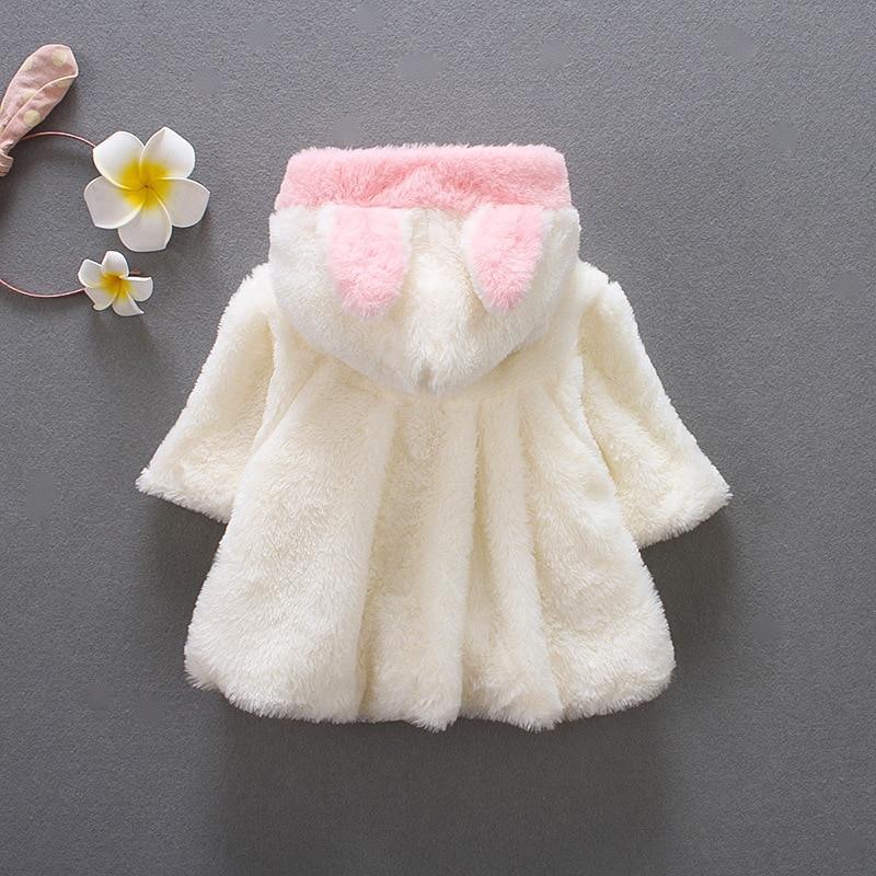 Luxury Modern High Quality Winter Rabbit Ear Warm Fur Coat Cloak Jacket Outerwear for Newborn Baby Girls