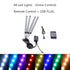 Interior Car Lights LED Car Strip Lights with Two-Line Waterproof Design RGB LED Strip Light With USB Wireless Remote Music Control Multiple Modes and Music Sync Under Dash Car Lighting with Car Charger, DC 12V