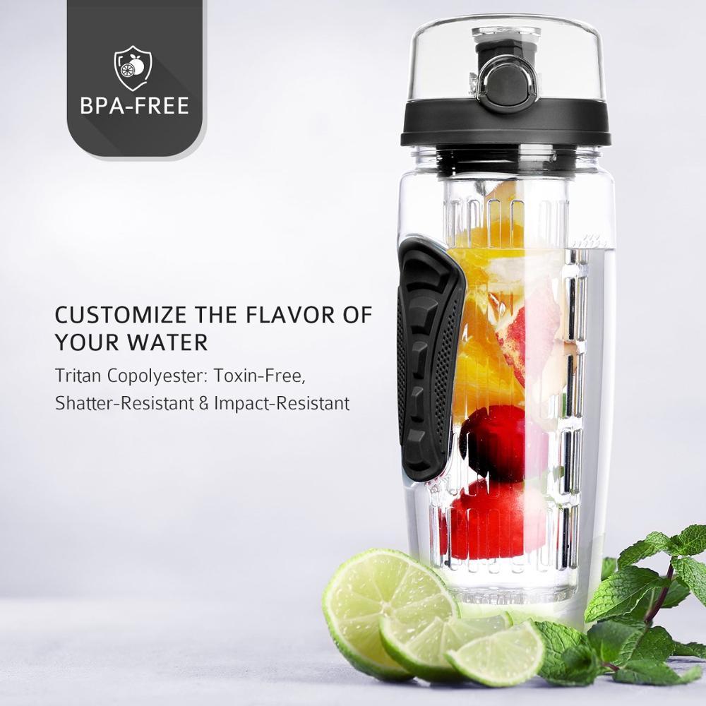 900mlFruit Infuser Water Bottle Juice Shaker Sports Lemon Water Bottle Fitness Sport Fruit Drinking Bottles Gadget For Fitness Sport and Excerises In Modern New Trend Design