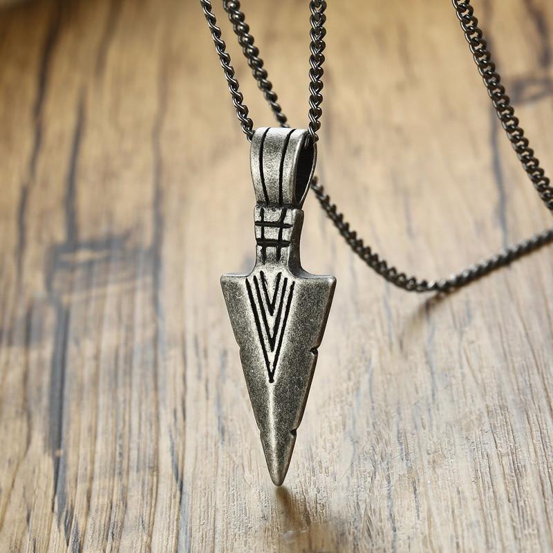 Luxury Arrowhead Primal Stainless Steel Necklace For Men In Tribunal Surf Retro Jewelry Modern Design