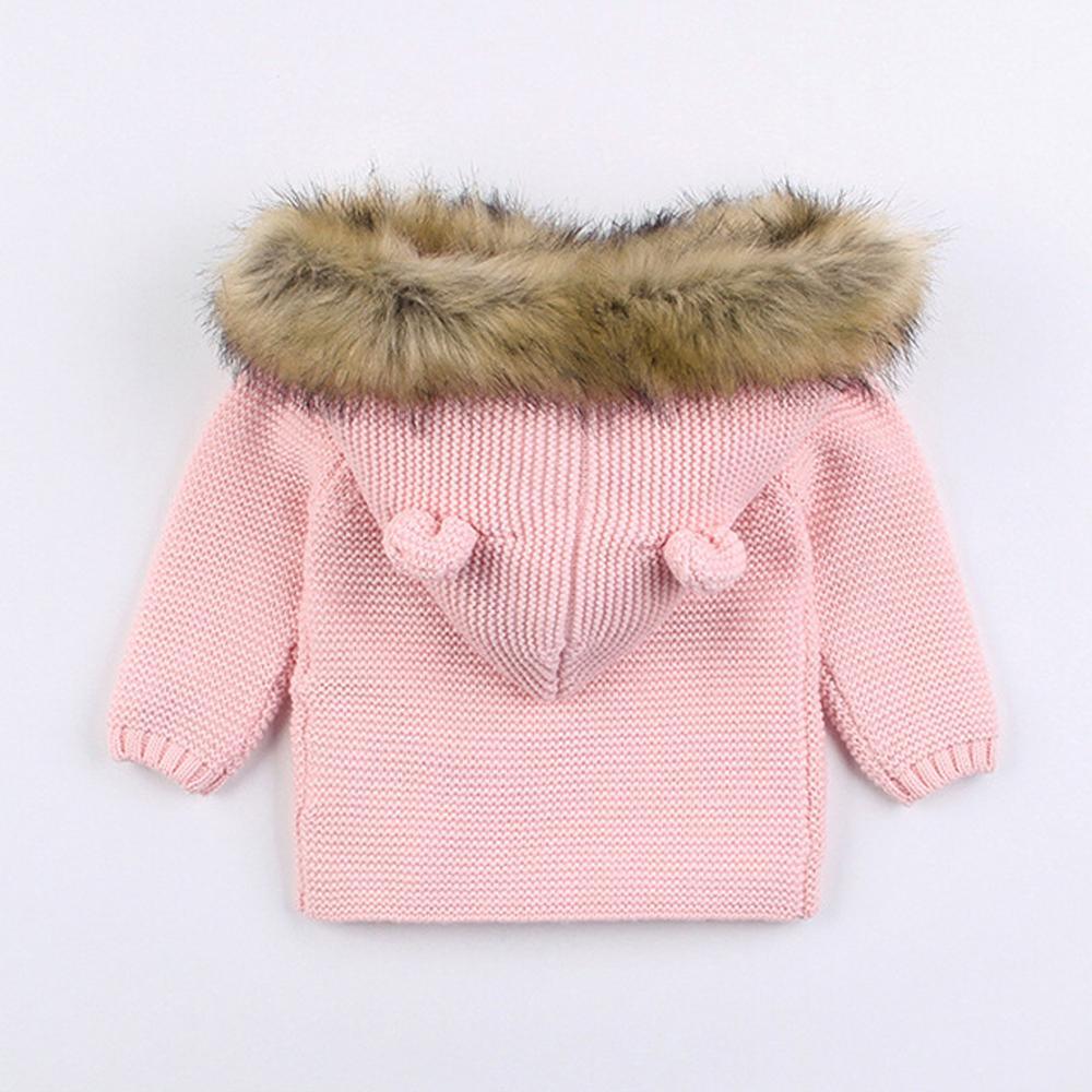 Modern Luxury Winter Warm Newborn Baby Boy Girl Knit Hooded Coat Fur Collar Jacket Clothes FOr Boys and Girls