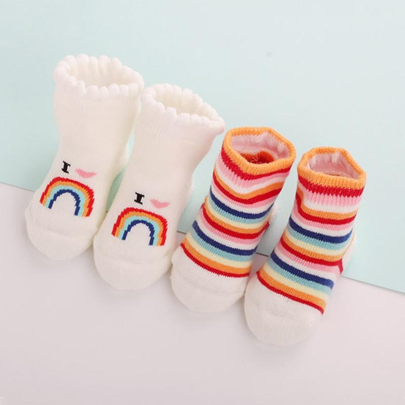 Comfortable Cute Cotton Newborn Soft Baby Girls Boys Socks Infant Toddler Stripe Anti Slip Stretchy Socks