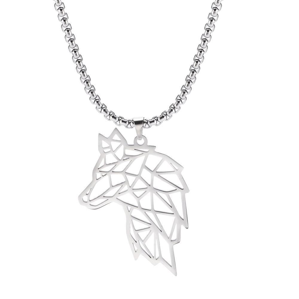 Amazing Wolf Animal Necklace 316L Stainless Steel Forest Animals Luxury For Men Elegant Necklace Hollow Cut Out Pendant Jewelry Gift For Women