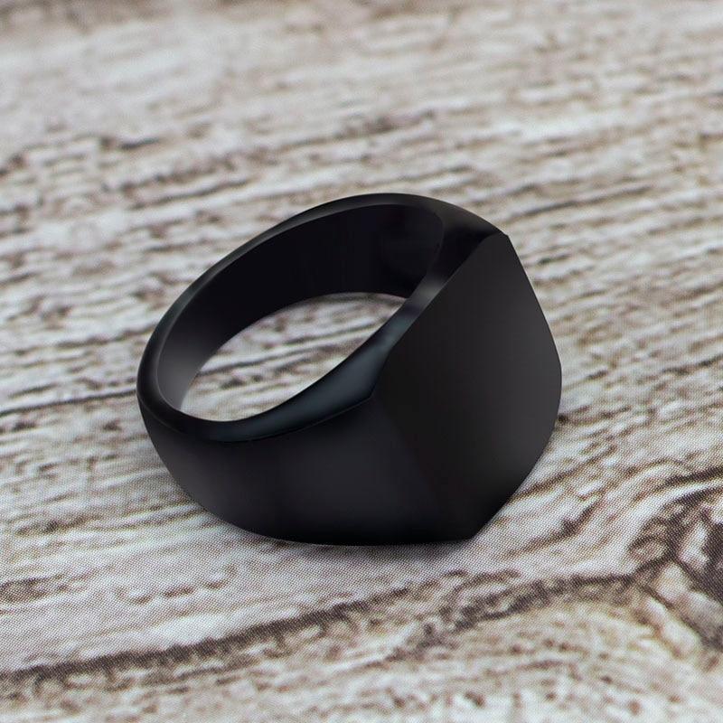 Fashion Simple Style Black Biker Luxury Stainless Steal Square Ring Classic Ring Wedding Engagement Jewelry Style