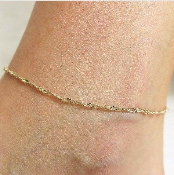 Luxury 4pcs Chian Anklets For Women Simple Gold Silver Color Geometric Chain Ankle Bracelet for legs