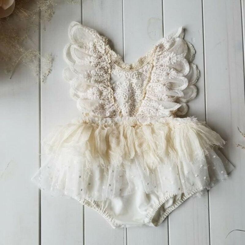 Modern Newborn Baby Girl Flower Lace Romper Bodysuit Jumpsuit Tutu Dress Outfit Clothes Made for Little Prinsess girls between 0-24Months