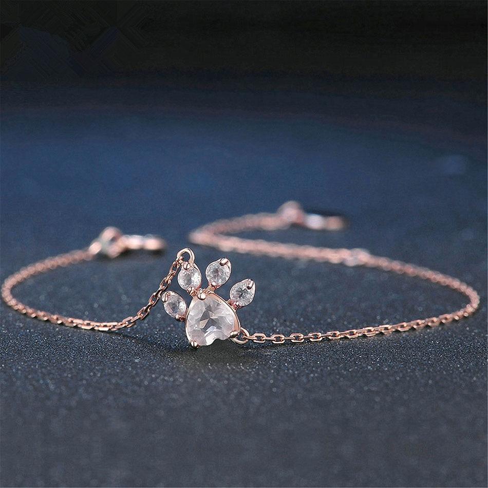 Elegant Wedding Jewelry Modern Dog Cat Paw Bear Claw Pink Heart AAA Cubic Zircon Rose Gold Chain Link Luxury Bracelets For Women Party Jewelry Gift