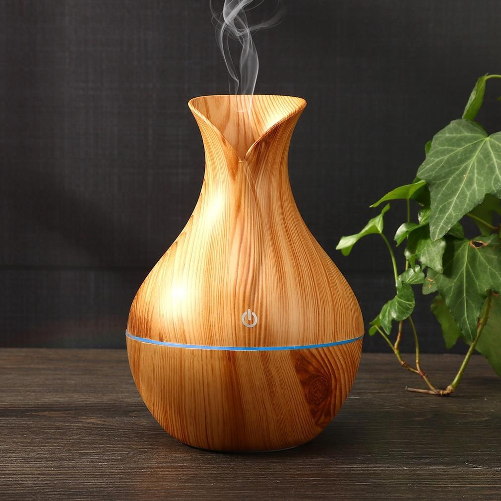 Essential Oil Diffuser 130ml Wood Grain Vase-Shaped  Aromatherapy Cool Mist Humidifier With 7 Colors LED Lights & Waterless Auto Shut-Off For Home Office