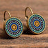 Handmade Boho Flower Drop Earrings For Women Vintage Jewelry Geometric Pattern Round Earrnings