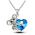 Cute Blue Heart Bear Necklace for Women and  Girls In Fashion Crystal Cartoon Animal Statement Necklace Children Jewelry Design