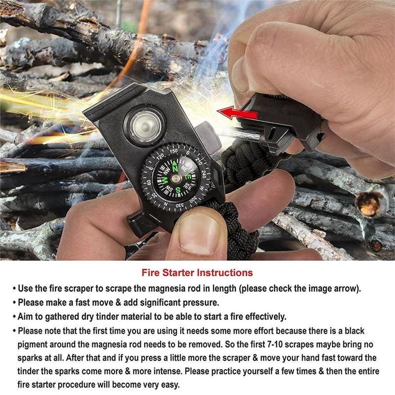 Men Outdoor LED Light Survival Umbrella Rope SOS Bracelet Emergency Rescue Bracelet Compass Sport Whistle Bracelets For Sports