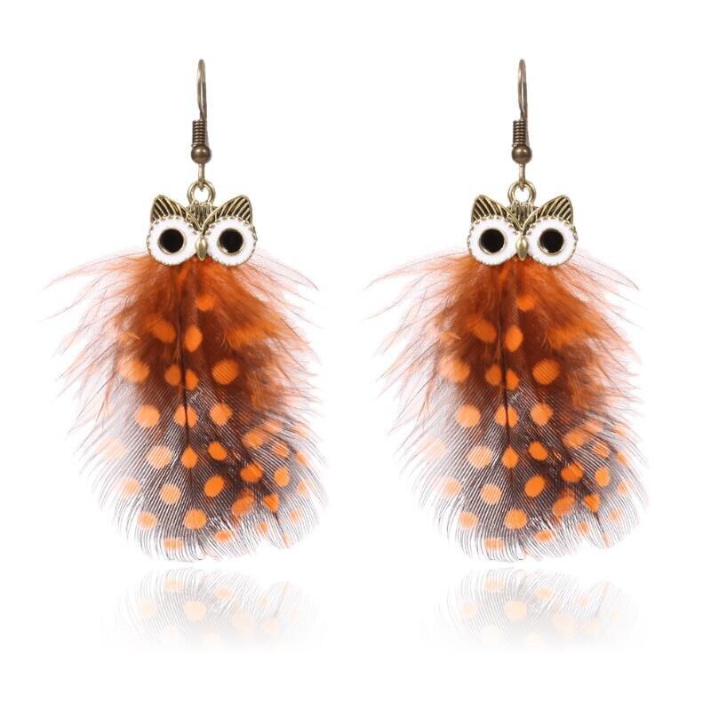 Handmade Modern Elegant Golden Silver Color Ethnic Acrylic Luxury Rainbow Beads Feather Drop Earrings for Women Boho Jewlery