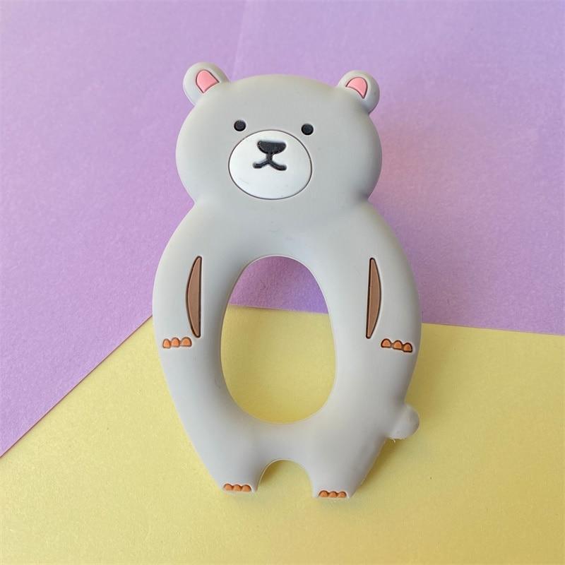 4pcs  Bear Silicone  Teether Baby Teething Toys Chewable  Cartoon Animal Shape Baby Products Nursing Gift