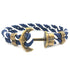 Luxury Modern Handmade Stainless Stell Men Anchor Bracelet made of Nylon in Navy Blue Color For Man